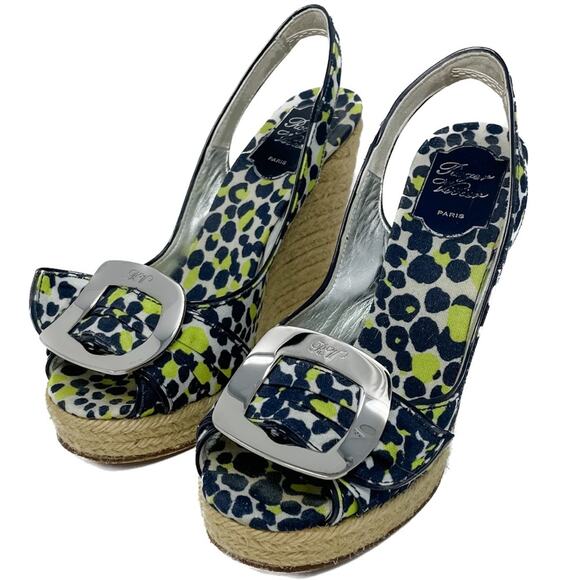 Roger Vivier Cordella Espadrille Wedge Slingback Sandals size 38 / US7-7.5 - Picture 13 of 16